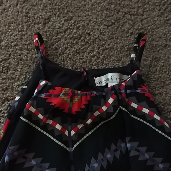 Moa Moa Women’s Dress XS Mini Geometric Cinched Waist Sleeveless High Collar Red - Picture 5 of 8